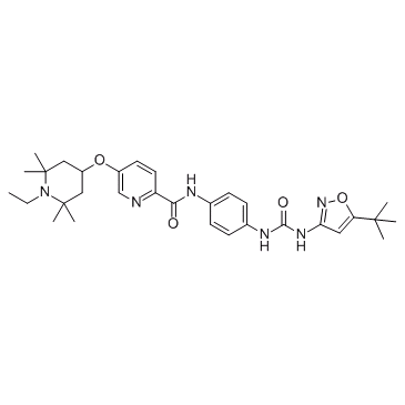 5-[(1-Ethyl-2,2,6,6-tetramethyl-4-piperidinyl)oxy]-N-[4-({[5-(2-methyl-2-propanyl)-1,2-oxazol-3-yl]carbamoyl}amino)phenyl]-2-pyridinecarboxamide