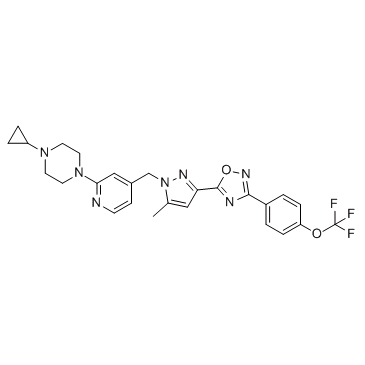 Piperazine, 1-cyclopropyl-4-[4-[[5-methyl-3-[3-[4-(trifluoromethoxy)phenyl]-1,2,4-oxadiazol-5-yl]-1H-pyrazol-1-yl]methyl]-2-pyridinyl]-