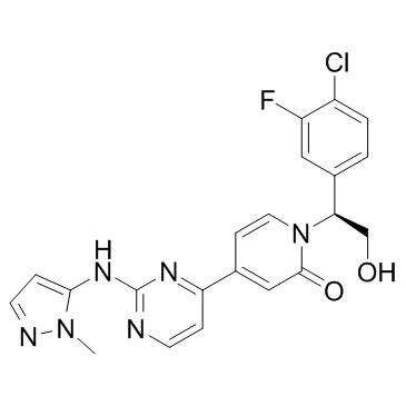 (S)-1-(1-(4-chloro-3-fluorophenyl)-2-hydroxyethyl)-4-(2-((1-methyl-1H-pyrazol-5-yl)amino)pyrimidin-4-yl)pyridin-2(1H)-one                                                        GDC-0994