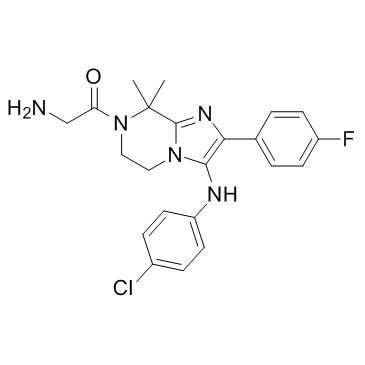 2-amino-1-(3-((4-chlorophenyl)amino)-2-(4-fluorophenyl)-8,8-dimethyl-5,6-dihydroimidazo[1,2-a]pyrazin-7(8H)-yl)ethan-1-one
