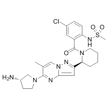 N-(2-{[(2S)-2-{5-[(3S)-3-Amino-1-pyrrolidinyl]-6-methylpyrazolo[1,5-a]pyrimidin-2-yl}-1-piperidinyl]carbonyl}-4-chlorophenyl)methanesulfonamide
