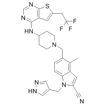 4-Methyl-1-(1H-pyrazol-4-ylmethyl)-5-[[4-[[6-(2,2,2-trifluoroethyl)thieno[2,3-d]pyrimidin-4-yl]amino]-1-piperidinyl]methyl]-1H-indole-2-carbonitrile