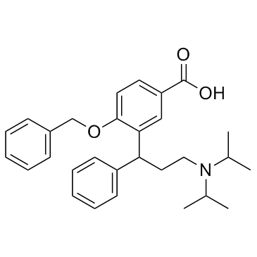 Benzoic acid, 3-[3-[bis(1-methylethyl)amino]-1-phenylpropyl]-4-(phenylmethoxy)-