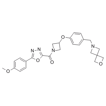[5-(4-methoxyphenyl)-1,3,4-oxadiazol-2-yl]-[3-[4-(2-oxa-6-azaspiro[3.3]heptan-6-ylmethyl)-phenoxy]azetidin-1-yl]methanone