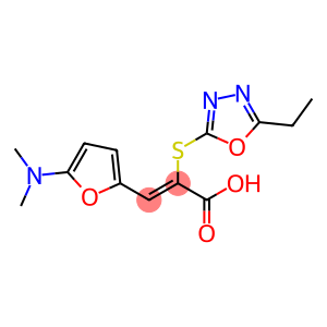 2-Propenoic  acid,  3-[5-(dimethylamino)-2-furanyl]-2-[(5-ethyl-1,3,4-oxadiazol-2-yl)thio]-,  (2Z)-
