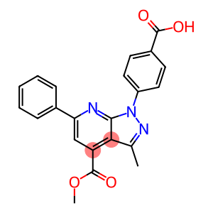 1H-Pyrazolo[3,4-b]pyridine-4-carboxylic acid, 1-(4-carboxyphenyl)-3-methyl-6-phenyl-, 4-methyl ester
