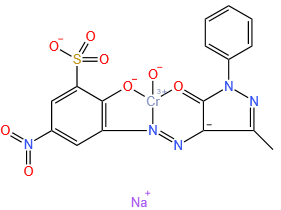 Chromate(1-), 3-4,5-dihydro-3-methyl-5-(oxo-.kappa.O)-1-phenyl-1H-pyrazol-4-ylazo-.kappa.N1-2-(hydroxy-.kappa.O)-5-nitrobenzenesulfonato(3-)hydroxy-, sodium, (T-4)-