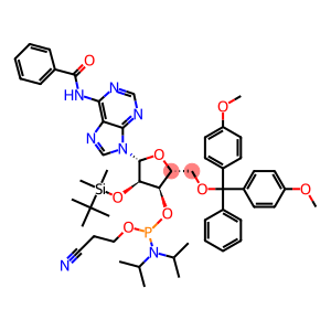 (2R,3R,4R,5R)-5-(6-benzamido-9H-purin-9-yl)-2-((bis(4-methoxyphenyl)(phenyl)methoxy)methyl)-4-(tert-butyldimethylsilyloxy)tetrahydrofuran-3-yl 2-cyanoethyl diisopropylphosphoramidite