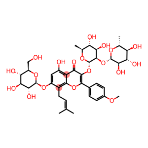 3-{[6-deoxy-2-O-(beta-D-glucopyranosyl)-alpha-L-mannopyranosyl]oxy}-5-hydroxy-2-(4-methoxyphenyl)-8-(3-methylbut-2-en-1-yl)-4-oxo-4H-chromen-7-yl beta-D-glucopyranoside