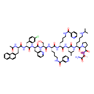 D-Alaninamide, N-acetyl-3-(2-naphthalenyl)-D-alanyl-4-chloro-D-phenylalanyl-3-(3-pyridinyl)-D-alanyl-L-seryl-N6-(3-pyridinylcarbonyl)-L-lysyl-N6-(3-pyridinylcarbonyl)-D-lysyl-L-leucyl-N6-(1-methylethyl)-L-lysyl-L-prolyl-