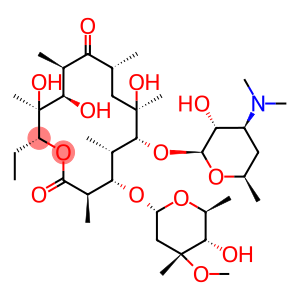 (3R,4S,5S,6R,7R,9R,11R,12R,13S,14R)-6-{[(2R,3S,4R,6S)-4-(dimethylamino)-3-hydroxy-6-methyltetrahydro-2H-pyran-2-yl]oxy}-14-ethyl-7,12,13-trihydroxy-4-{[(2R,4R,5S,6S)-5-hydroxy-4-methoxy-4,6-dimethyltetrahydro-2H-pyran-2-yl]oxy}-3,5,7,9,11,13-hexamethyloxacyclotetradecane-2,10-dione (non-preferred name)
