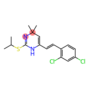 4-[(E)-2-(2,4-dichlorophenyl)ethenyl]-6,6-dimethyl-2-(propan-2-ylsulfanyl)-1,6-dihydropyrimidine