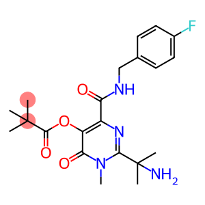 2,2-dimethyl-propionicacid2-(1-amino-1-methyl-ethyl)-4-(4-fluorobenzylcarbamoyl)-1-methyl-6-oxo-1,6-dihydropyrimidin-5-ylester