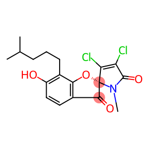 Spiro[benzofuran-2(3H),2'-[2H]pyrrole]-3,5'(1'H)-dione, 3',4'-dichloro-6-hydroxy-1'-methyl-7-(4-methylpentyl)-, (2R)-