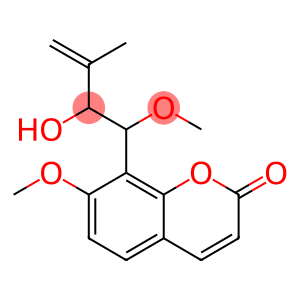 2H-1-Benzopyran-2-one, 8-(2-hydroxy-1-methoxy-3-methyl-3-buten-1-yl)-7-methoxy-, stereoisomer