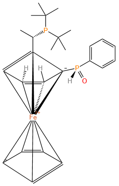 (R,S(p), R(SPO)-1-Phenylphosphinoyl)-2-[1-(di-t-butylphosphino)ethyl]ferrocene