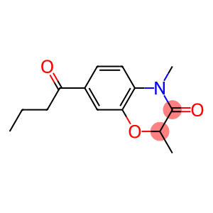 2H-1,4-Benzoxazin-3(4H)-one, 2,4-dimethyl-7-(1-oxobutyl)-, (+-)-