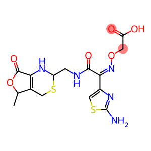 2-(((Z)-(1-(2-aminothiazol-4-yl)-2-((((2R)-5-methyl-7-oxo-2,4,5,7-tetrahydro-1H-furo[3,4-d][1,3]thiazin-2-yl)methyl)amino)-2-oxoethylidene)amino)oxy)acetic acid
