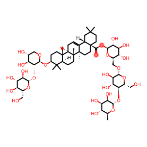 Olean-12-en-28-oic acid, 3-[(2-O-β-D-glucopyranosyl-β-D-xylopyranosyl)oxy]-, O-6-deoxy-α-L-mannopyranosyl-(1→4)-O-β-D-glucopyranosyl-(1→6)-β-D-glucopyranosyl ester, (3β)-
