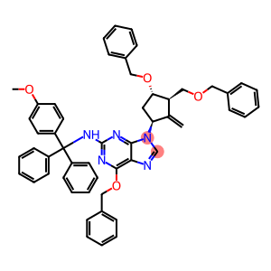 6-(Benzyloxy)-9-((1S,3R,3S)-4-(benzyloxy)-3-(benzyloxymethyl)-2-methylenecyclopentyl)-N-((4-methoxyphenyl)diphenylmethyl)-9H-purin-2-amine(E7)