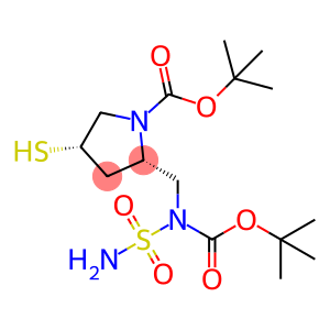 4-mercapto-2-methyl-2-[[(2-methylpropan-2-yl)oxy-oxomethyl]-sulfamoylamino]-1-pyrrolidinecarboxylic acid tert-butyl ester