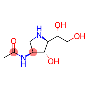 Acetamide, N-5-(1,2-dihydroxyethyl)-4-hydroxy-3-pyrrolidinyl-, 3S-3.alpha.,4.beta.,5.alpha.(R*)-