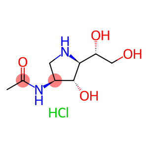 Acetamide, N-5-(1,2-dihydroxyethyl)-4-hydroxy-3-pyrrolidinyl-, monohydrochloride, 3S-3.alpha.,4.beta.,5.alpha.(R*)-