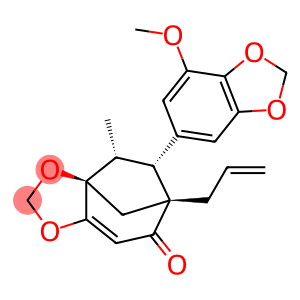 3a,6-Methano-7H-cyclohepta-1,3-dioxol-7-one, 3a,4,5,6-tetrahydro-5-(7-methoxy-1,3-benzodioxol-5-yl)-4-methyl-6-(2-propen-1-yl)-, (3aR,4R,5R,6R)-rel-