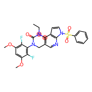 2H-Pyrrolo[3',2':5,6]pyrido[4,3-d]pyrimidin-2-one, 3-(2,6-difluoro-3,5-dimethoxyphenyl)-1-ethyl-1,3,4,7-tetrahydro-7-(phenylsulfonyl)-