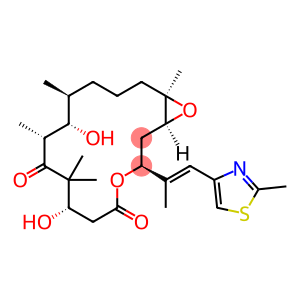 Patupilone       (1S,3S,7S,10R,11S,12S,16R)-7,11-Dihydroxy-8,8,10,12,16-pentamethyl-3-[(1E)-1-methyl-2-(2-methyl-4-thiazolyl)ethenyl]-4,17-dioxabicyclo[14.1.0]heptadecane-5,9-dione