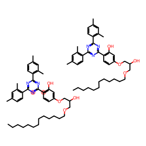 2-[4-[2-Hydroxy-3-tridecyloxypropyl]oxy]-2-hydroxyphenyl]-4,6-bis(2,4-dimethylphenyl)-1,3,5-triazine and 2-[4-[2-hydroxy-3-didecyloxypropyl]oxy]-2-hydroxyphenyl]-4,6-bis(2,4-dimethylphenyl)-1,3,5-triazine