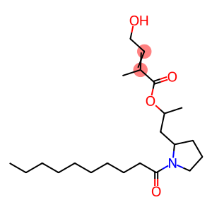 2-Butenoic acid, 4-hydroxy-2-methyl-, 1-methyl-2-[1-(1-oxodecyl)-2-pyrrolidinyl]ethyl ester (9CI)
