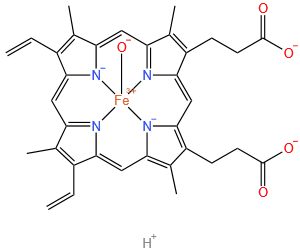 Iron, (dihydrogen 3,7,12,17-tetramethyl-8,13-divinyl-2,18-porphinedipropionato(2-))-hydroxy-