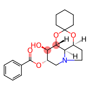 Spirocyclohexane-1,2-1,3dioxino4,5,6-hiindolizine-8,9-diol, octahydro-, 8-benzoate, 3aS-(3a.alpha.,8.alpha.,9.beta.,9a.beta.,9b.alpha.)-