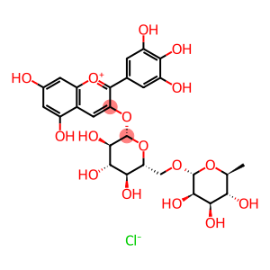 5,7-dihydroxy-2-(3,4,5-trihydroxyphenyl)chromenium-3-yl 6-O-(6-deoxy-alpha-L-mannopyranosyl)-beta-D-glucopyranoside chloride