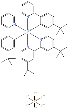铱(1+),[4,4′-双(1,1-二甲基乙基)-2,2′-联吡啶-κN1,κN1′]双[5-(1,1-二甲基乙基)-2-(2-吡啶基-κN)苯基-κC],六氟磷酸盐(1-)(1:1)