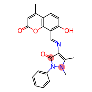 4-{[(7-hydroxy-4-methyl-2-oxo-2H-chromen-8-yl)methylene]amino}-1,5-dimethyl-2-phenyl-1,2-dihydro-3H-pyrazol-3-one