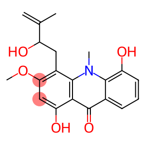9(10H)-Acridinone,1,5-dihydroxy-4-(2-hydroxy-3-methyl-3-buten-1-yl)-3-methoxy-10-methyl-, (-)-