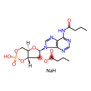 Butyramide, N-(9-beta-D-ribofuranosyl-9H-purin-6-yl)-, cyclic hydrogen phosphate, butyrate (ester), monosodium salt