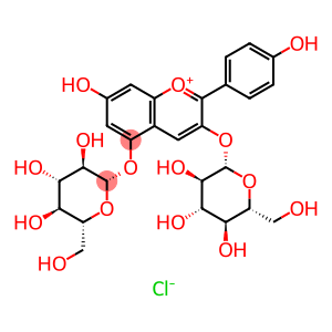 3-(beta-D-glucopyranosyloxy)-7-hydroxy-2-(4-hydroxyphenyl)chromenium-5-yl beta-D-glucopyranoside chloride