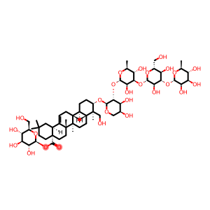 Olean-12-en-28-oic acid, 3-[(O-6-deoxy-α-L-mannopyranosyl-(1→3)-O-β-D-glucopyranosyl-(1→3)-O-6-deoxy-α-L-mannopyranosyl-(1→2)-α-L-arabinopyranosyl)oxy]-23-hydroxy-, β-D-glucopyranosyl ester, (3β,4α)- (9CI)