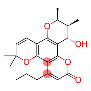 2H,6H,10H-Benzo[1,2-b:3,4-b':5,6-b'']tripyran-2-one, 11,12-dihydro-12-hydroxy-6,6,10,11-tetramethyl-4-propyl-, (10S,11S,12S)- (9CI)