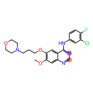 Gefitinib       N-(3-Chloro-4-fluoro-phenyl)-7-methoxy-6-(3-morpholin-4-ylpropoxy)quinazolin-4-amine