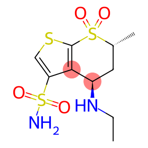 (4S,6S)-4-(Ethylamino)-6-methyl-5,6-dihydro-4H-thieno[2,3-b]thiopyran-3-sulfonamide 7,7-dioxide