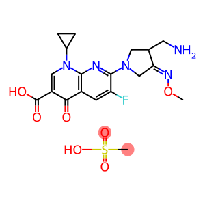 7-(3-aminomethyl)-4-methoxyimino-pyrrolidin-1-yl)-1-cyclopropyl-6-fluoro-4-oxo-1,4-dihydro-[1,8]naphthyridine-3-carboxylic acid mesylate