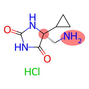 2,4-Imidazolidinedione, 5-(aminomethyl)-5-cyclopropyl-, hydrochloride (1:1), (5R)-
