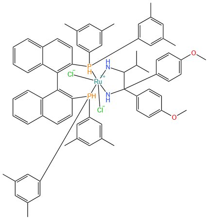 二氯[(R)-(+)-2,2'-二[二(3,5-二甲苯基)膦基]-1,1'-联萘基][(2R)-(-)-1,1-二(4-甲氧苯基)-3-甲基-1,2-丁二胺]钌(II)