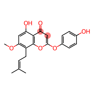 4H-1-Benzopyran-4-one, 5-hydroxy-2-(4-hydroxyphenoxy)-7-methoxy-8-(3-methyl-2-buten-1-yl)-