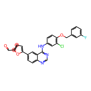 5-[4-[3-chloro-4-[(3-fluorophenyl)methoxy]anilino]-6-quinazolinyl]-2-furancarboxaldehyde