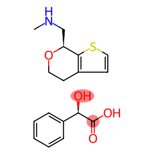 Benzeneacetic acid, α-hydroxy-, (αR)-, compd. with (7S)-4,7-dihydro-N-methyl-5H-thieno[2,3-c]pyran-7-methanamine (1:1)